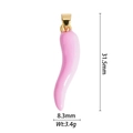 Pink enamel chili pepper pendant with golden ring, size 31.5mm by 8.3mm, weight 3.4g - Pink Chili Drip Oil Style (23)