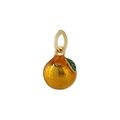Orange fruit pendant charm with textured skin and green leaf for DIY jewelry - Orange Fruit (09)