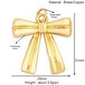 Golden brass bow pendant charm with polished metallic finish for DIY jewelry making - Gold Bowknot Brass Style (24)