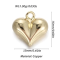 Herzanhänger aus 18k vergoldetem Kupfer 15mm glänzendes Finish mit Öse für Schmuckherstellung - Glattes Herz-Stil (08)