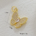 Detail of 18k gold butterfly pendant with cubic zirconia inlay, size 1.8cm x 1.6cm - Marquise Stone Full Zirconia Butterfly Style