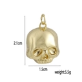 Polished 18k gold plated skull pendant showing dimensions 2.1cm height and 1.5cm width - Skull Style
