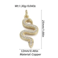 Golden snake pendant in copper with white zircon inlay for DIY necklace jewelry - Snake Pave Zircon Style (27)