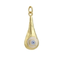 Detail of gold teardrop evil eye charm with blue micro-pave cubic zirconia inlay - Blue Evil Eye Water Drop Pendant (02)