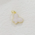 Detail view of 18k gold plated butterfly pendant with pink glitter inlay for jewelry diy - Light Pink Shimmer Butterfly Style