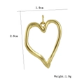 Detailed size view of a 1.9cm wide hollow heart-shaped 18k gold plated charm pendant - Linear Hollow Heart