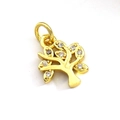 Detail showing a 18k gold tree of life pendant with inlaid sparkling zircons and a top bail - Tree of Life Style