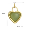 Detailed view of gold heart pendant with green stone, measuring 1.6cm by 2.2cm height - Light Green Heart Pendant (05)