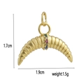 Detailed view of 18k gold crescent pendant with colorful zircon stones and dimensions - Gold Zirconia Crescent Style (05)