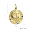 Detailed macro view of 18k gold butterfly heart pendant with dimensions and weight info - Face Relief with Evil Eye