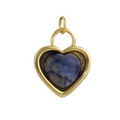 Detailed macro view of heart-shaped gold pendant with blue stone inlay for jewelry - Blue Heart Pendant (06)