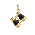 18k gold plated camera heart pendant with black enamel for DIY jewelry making - Black Telescope Style (04)