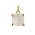 Detail of gold square crystal pendant featuring star accents and micro-pave cubic zirconia - White Square Rhinestone Pendant (11)