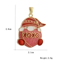 Detailed size view of red glitter gnome charm with XOXO text and 18k gold plating - Red Pink Gnome Style (05)