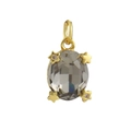 Detailed view of an oval grey faceted gemstone pendant with gold star accents - Gray Oval Rhinestone Pendant (14)