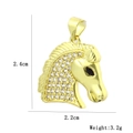 Pendentif tête de cheval plaqué or 18k avec strass blancs et dimensions précises - Tête de Cheval en Strass Pavé (7)