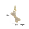 Macro view of 18k gold plated bone pendant with size labels of 1.6cm by 0.9cm - Gold Pave Bone Style (8)