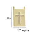 Detailed view of 18k gold bone pendant with zircon cross, size 2.1cm by 1.3cm - Gold Square Cross Style (10)