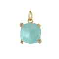 Macro shot of cushion cut light blue zircon pendant with gold star detailing - Light Blue Rhinestone Pendant (9)