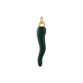Dark green cornicello chili pendant with 18k gold plated clasp for DIY jewelry - Dark Green Horn