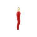 Red chili pepper pendant in 18k gold plated copper with shiny red enamel finish - Bright Red Chili