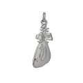 Detail view of a silver-toned bow knot bag charm with embossed textures and a metal loop - Silver Bowknot Fortune Bag