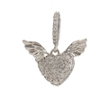 Close-up of a silver-toned heart with wings pendant featuring sparkling pave zircon stones - Silver Heart With Wings Pendant (18)