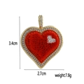 Detail of 18k gold plated red heart pendant with white zircon border and dimensions - Heart Small Heart Embroidery (02)