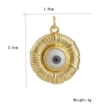 Detail of 18k gold plated evil eye pendant with textured finish, size 2.5cm by 1.9cm - Evil Eye Style (15)