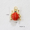 Detailed size view of red ladybug pendant with 1.8cm height and 1.4cm width dimensions - Small Gold Dot Ladybug (05)