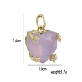Detail of 18k gold plated heart pendant with pink gemstone and side diamond accents - Heart Pink Purple Gem Rhinestone (06)
