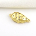 Detail of 18k gold plated organic shape jewelry connector with sparkling zircon stones - Organic Shape Connector Style (9)
