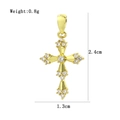 Vue détaillée du pendentif croix plaqué or avec zircons blancs et dimensions 2,4cm x 1,3cm - Mini Croix en Pavé (17)