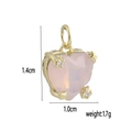 Close-up of heart-shaped pink stone pendant in 18k gold plating with size dimensions - Heart Light Pink Gem (7)
