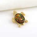 18k gold plated turtle pendant with vibrant opal inlay and white zircon details - Opal Texture Turtle Style (11)