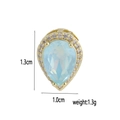 Detailed view of teardrop pendant with blue gemstone and white zircon in 18k gold plating - Waterdrop Light Blue Gem Rhinestone (9)