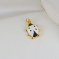 Detail of 18k gold plated ladybug pendant with red enamel on white silk background - White Black Gold Ladybug (10)
