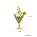Macro view of 18k gold plated cocktail glass charm with colorful crystals and dimensions - Openwork Colorful Cocktail Glass (03)