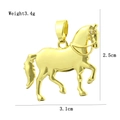 Detail of 18k gold plated horse pendant with dimensions 3.1cm x 2.5cm and 3.4g weight - Gold Walking Horse Style (04)