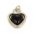 Light luxury gold heart pendant with inlaid black stone and dual connector rings - Black Agate Heart Pendant (20)