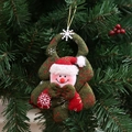 Green fabric Christmas tree ornament with plush Santa head and red snowflake embroidery - Snowman