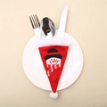 Portaposate natalizio a forma di cappello rosso con applicazione di pupazzo di neve - Porta Posate Cappello Pupazzo di Neve