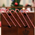 6er-Set rot-weiße Zuckerstangen-Anhänger als festliche Weihnachtsbaumdekoration aus Kunststoff - Rot und Weiß Spirale Stil