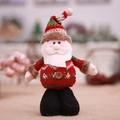 Bambola di Babbo Natale in piedi con maglione lavorato a maglia rosso e verde - Babbo Natale