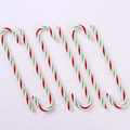 Set mit sechs rot-grün-weiß gestreiften Zuckerstangen als Weihnachtsbaumschmuck - Rot Grün und Weiß Spirale Stil