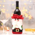 Santa Claus wine bottle cover for Christmas party decor with red velvet and belt details - Santa Claus Wine Bottle Cover (CF180408)