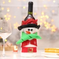 Christmas snowman wine bottle cover with red sequin hat and green scarf decor - Snowman Wine Bottle Cover (CF180408)
