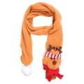 Sciarpa natalizia arancione per bambini con renna 3D in peluche e pompon bianco morbido - Stile Alce / Giallo Zenzero