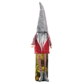 Grey and red striped gnome wine bottle cover with long legs for Christmas decor - Red Gnome with Hanging Legs