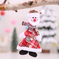 Christmas snowman plush hanging ornament with red plaid hat and scarf decoration - Snowman